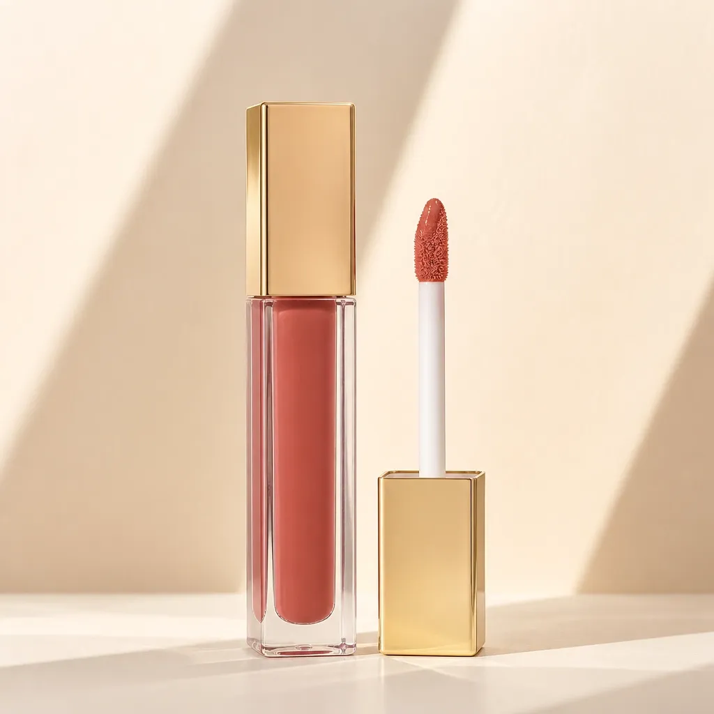 Steadfast warm terracotta-rose nude lipstick tube