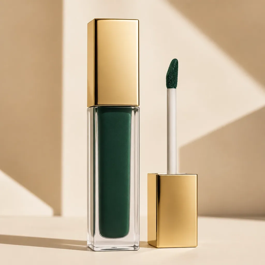 Eden's Edge deep forest-green lipstick tube